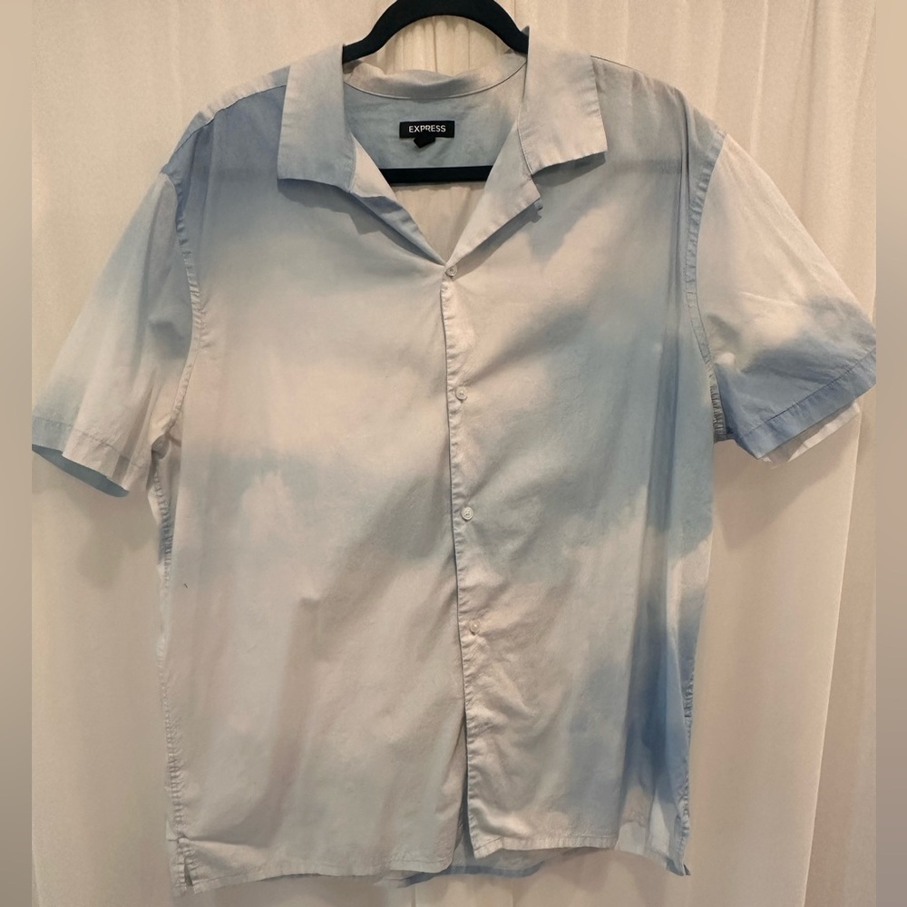 Express Men's Blue Cloud Shirt